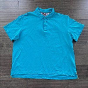 Robert Graham Polo Shirt Mens 2XL Blue Short Sleeve Cotton Blend